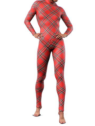 Tartan Red Bodysuit-unitard-bootysculpted